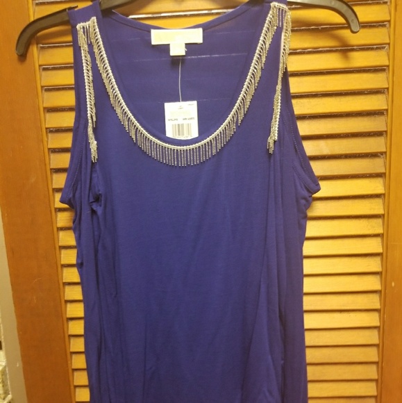 Michael Kors open shoulder top size small in blue - Picture 1 of 8